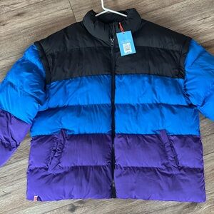 Colorblock Puffer Jacket in Black, Blue & Purple LEGO x Target collab
